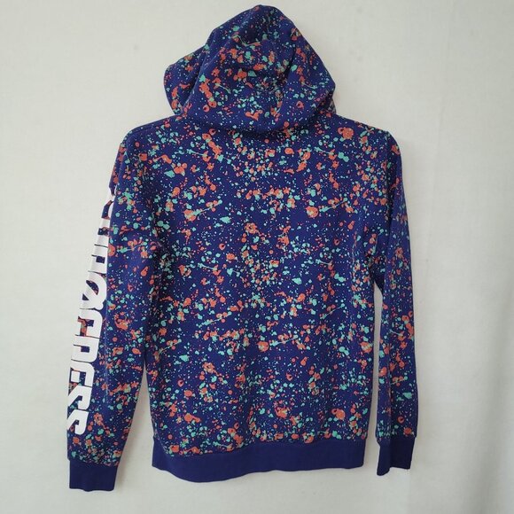 Cropp Progress Hoodie Adult S Blue Splash Paint Skull Crossbones Streetwear Flaw - Picture 4 of 14